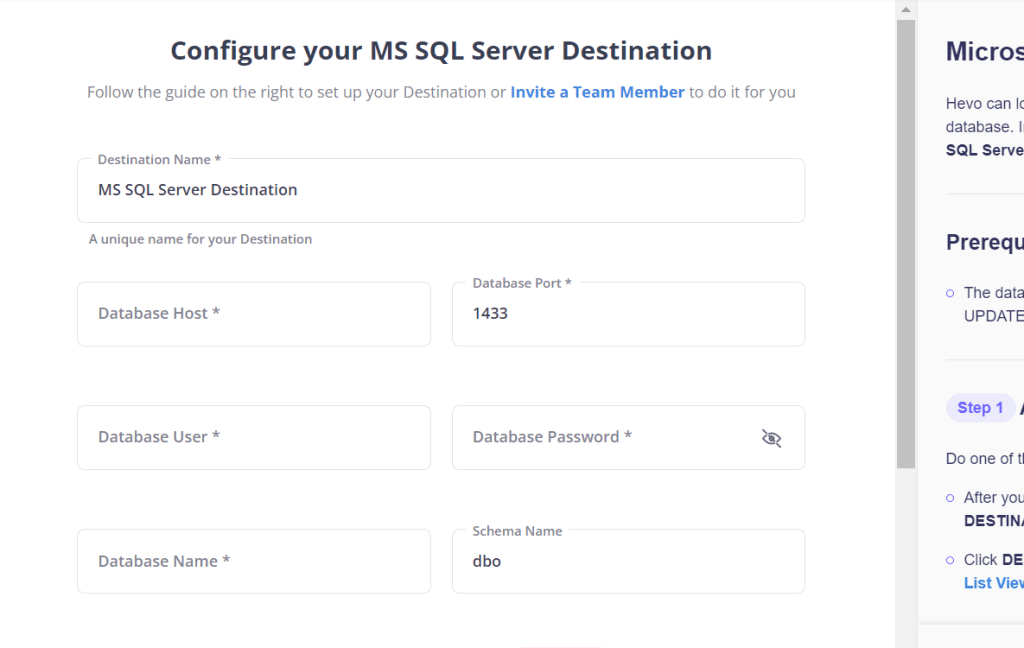 Salesforce to SQL Server: Destination Configuration